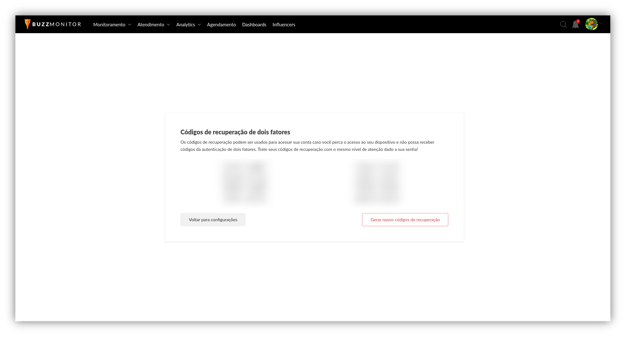 Atualizações Buzzmonitor Março 2021 autenticação de dois fatores