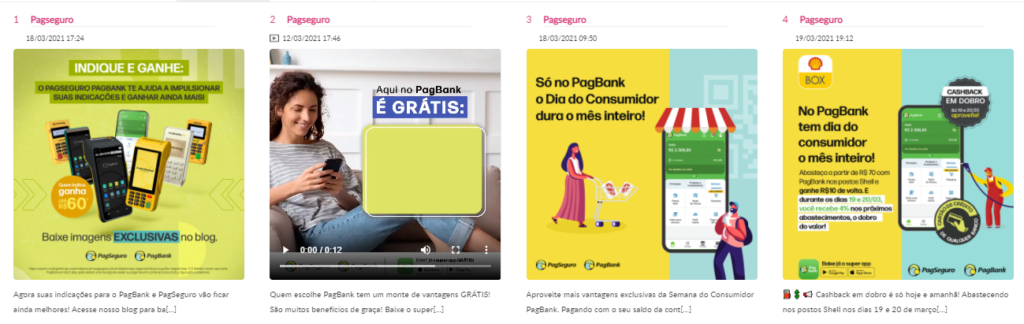 conteúdo de Fintech para o Instagram, top posts da Pagseguro