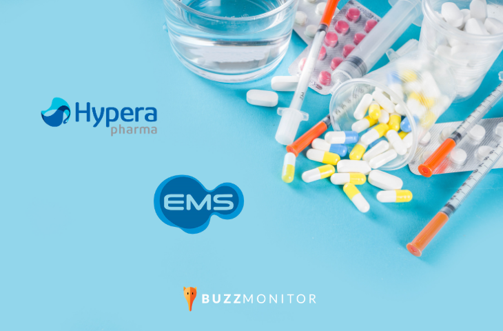 logos das farmeceuticas EMS e Hypera Pharma