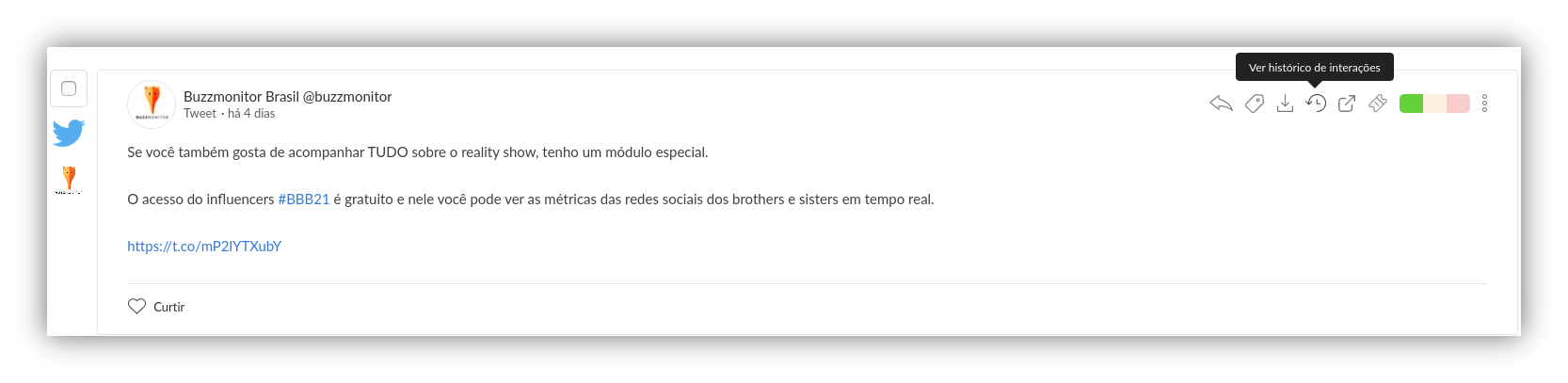Novidades Buzzmonitor Abril 2021 com histórico de interações