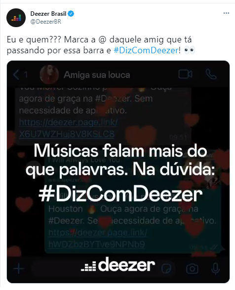 interação do deezer nas redes sociais