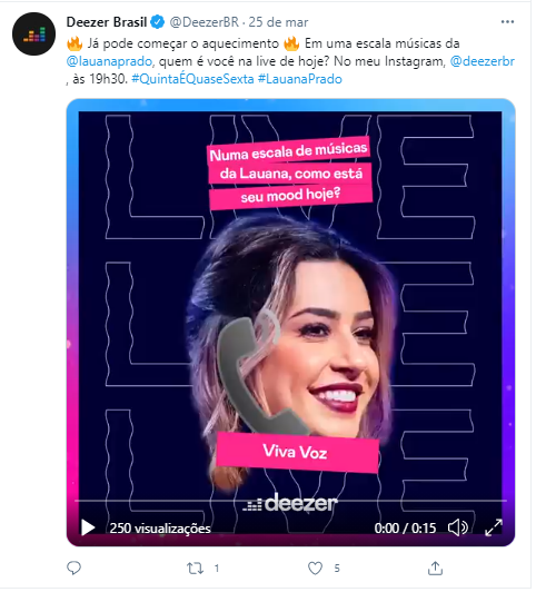 interação do deezer nas redes sociais