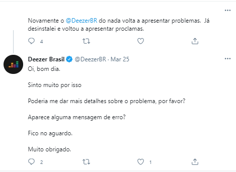 interação do deezer nas redes sociais