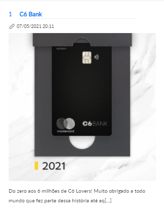 Post no Facebook do C6 bank
