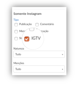 configuração do monitoramento do IGTV na Buzzmonitor