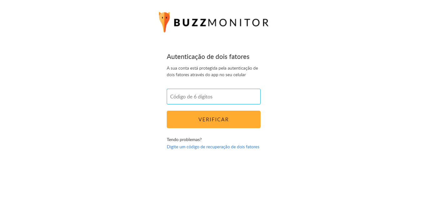 solicitação de código para autenticação de dois fatores