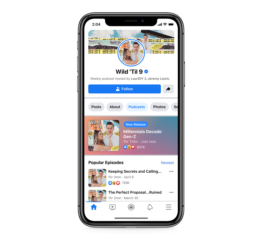 imagem do feed de podcasts no facebook