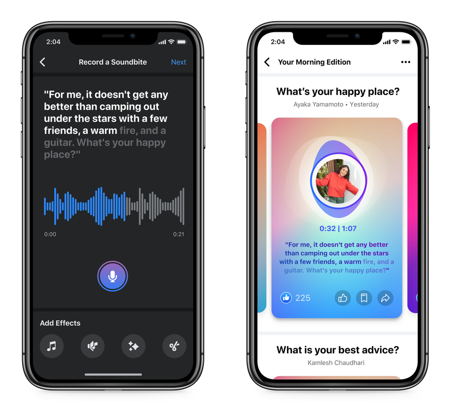 interface do Facebook podcasts