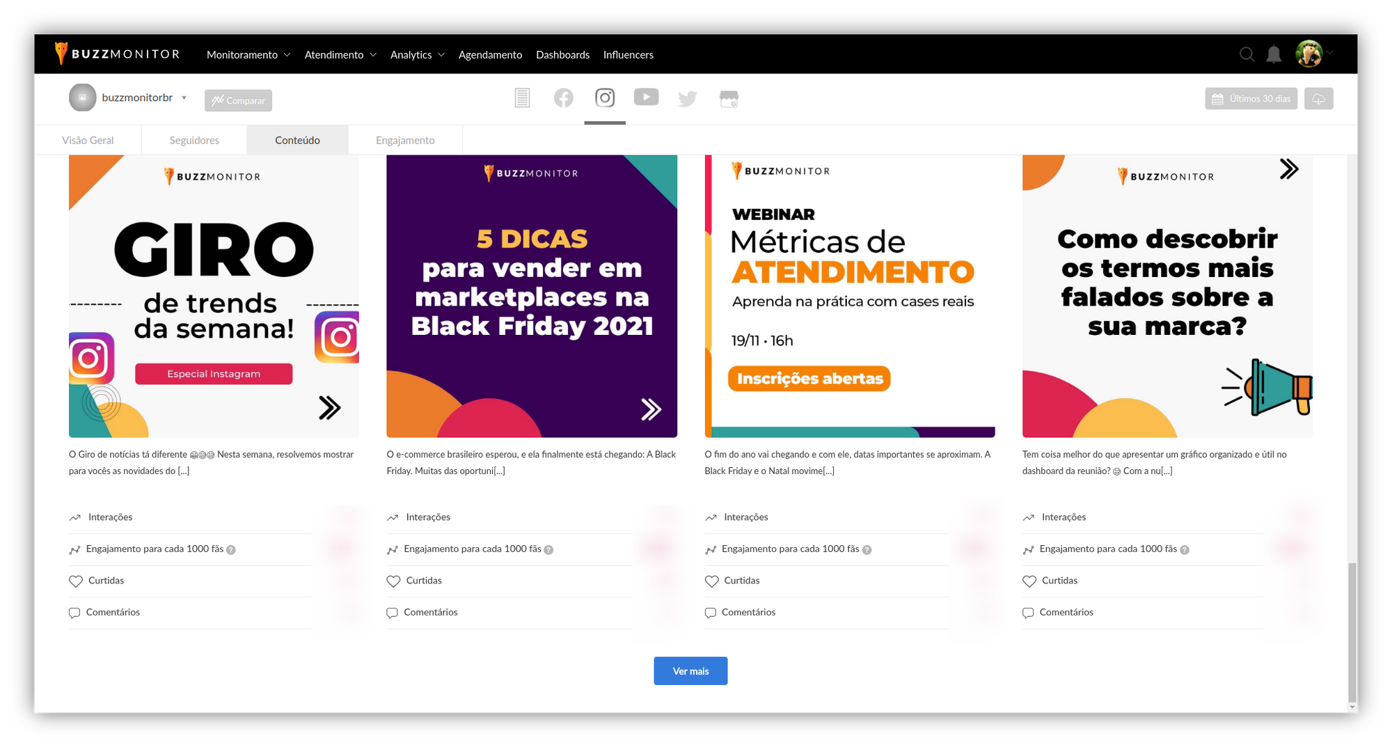 Atualizações Buzzmonitor Novembro 2021 no módulo de analytics