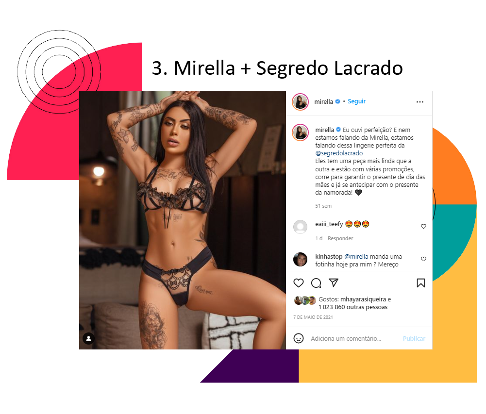 Campanha de Dia das Mães 2021 com parceria entre a cantora e influencer Mirella e a marca Segredo Lacrado
