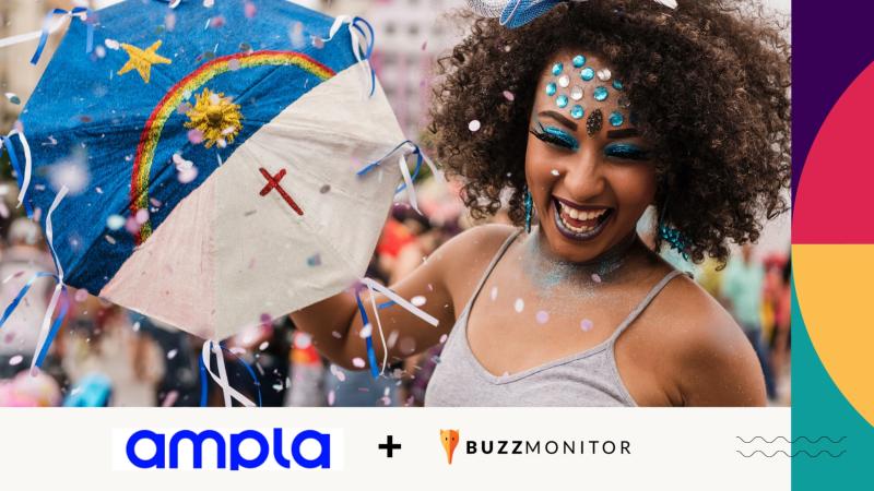 banner de divulgação do case ampla e buzzmonitor sobre insights de social listening durante o carnaval