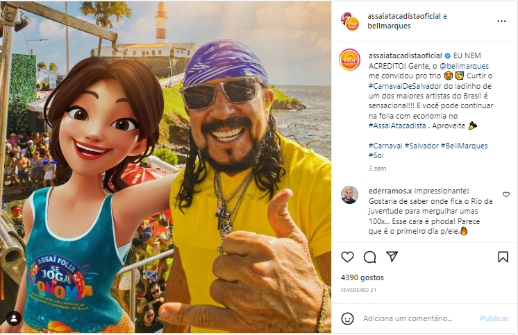 Publicação do supermercado Assaí Atacadista no Instagram