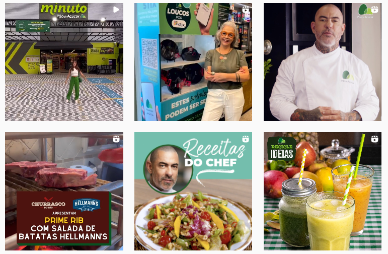publicações do supermercado pão de açúcar no Instagram