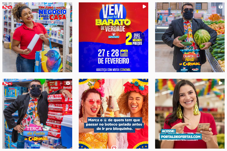 Publicações do supermercado Mateus no Instagram