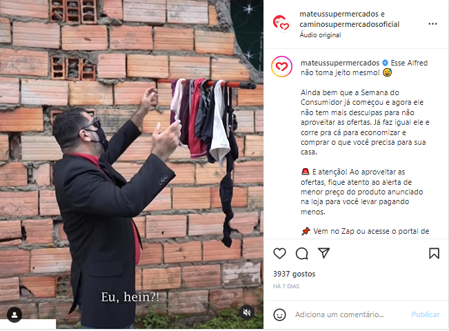 Publicação do supermercado Mateus no Instagram