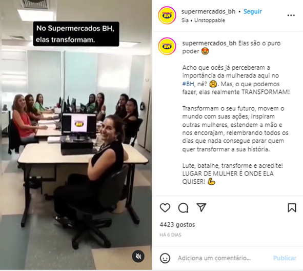 Publicação do supermercados BH no Instagram