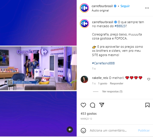 publicação do instagram do supermercado carrefour
