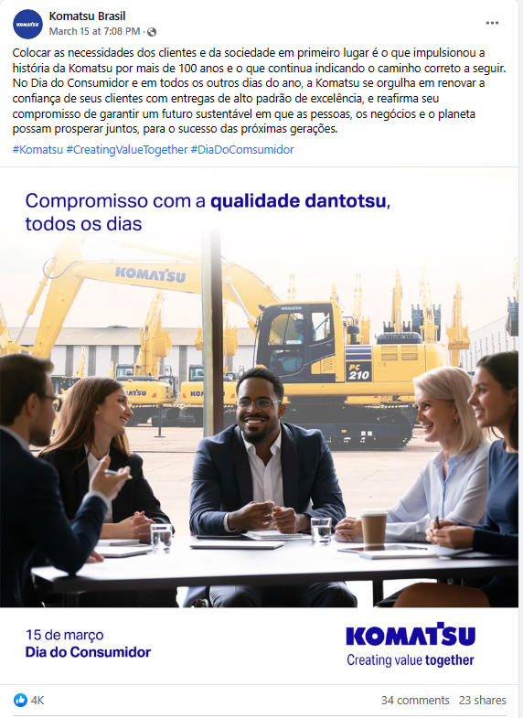 Facebook - Dia do Consumidor - Komatsu