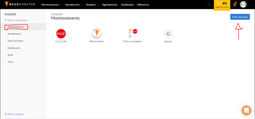 imagem do modulo de monitoramento da buzzmonitor, que permite que marcas coletem insights valiosos