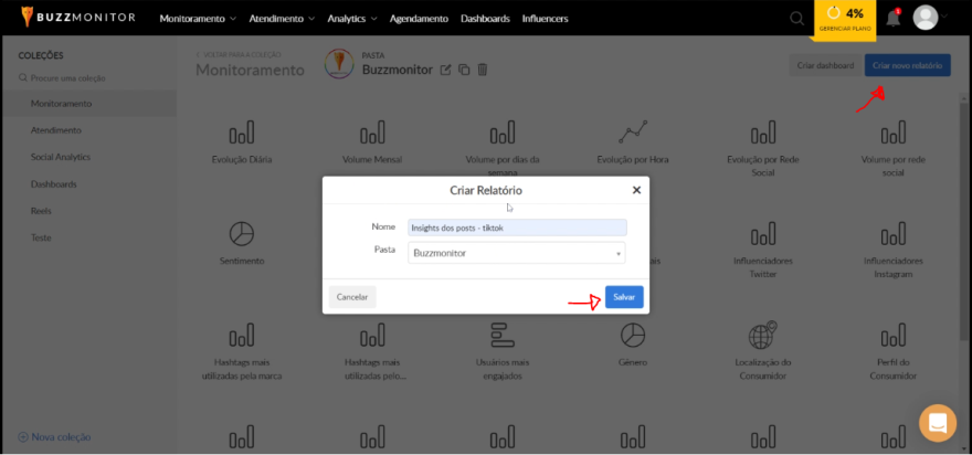 imagem dos relatórios da buzzmonitor, que permite que marcas coletem insights valiosos