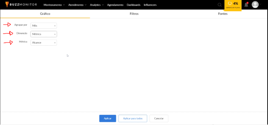 imagem da aba de métricas da buzzmonitor