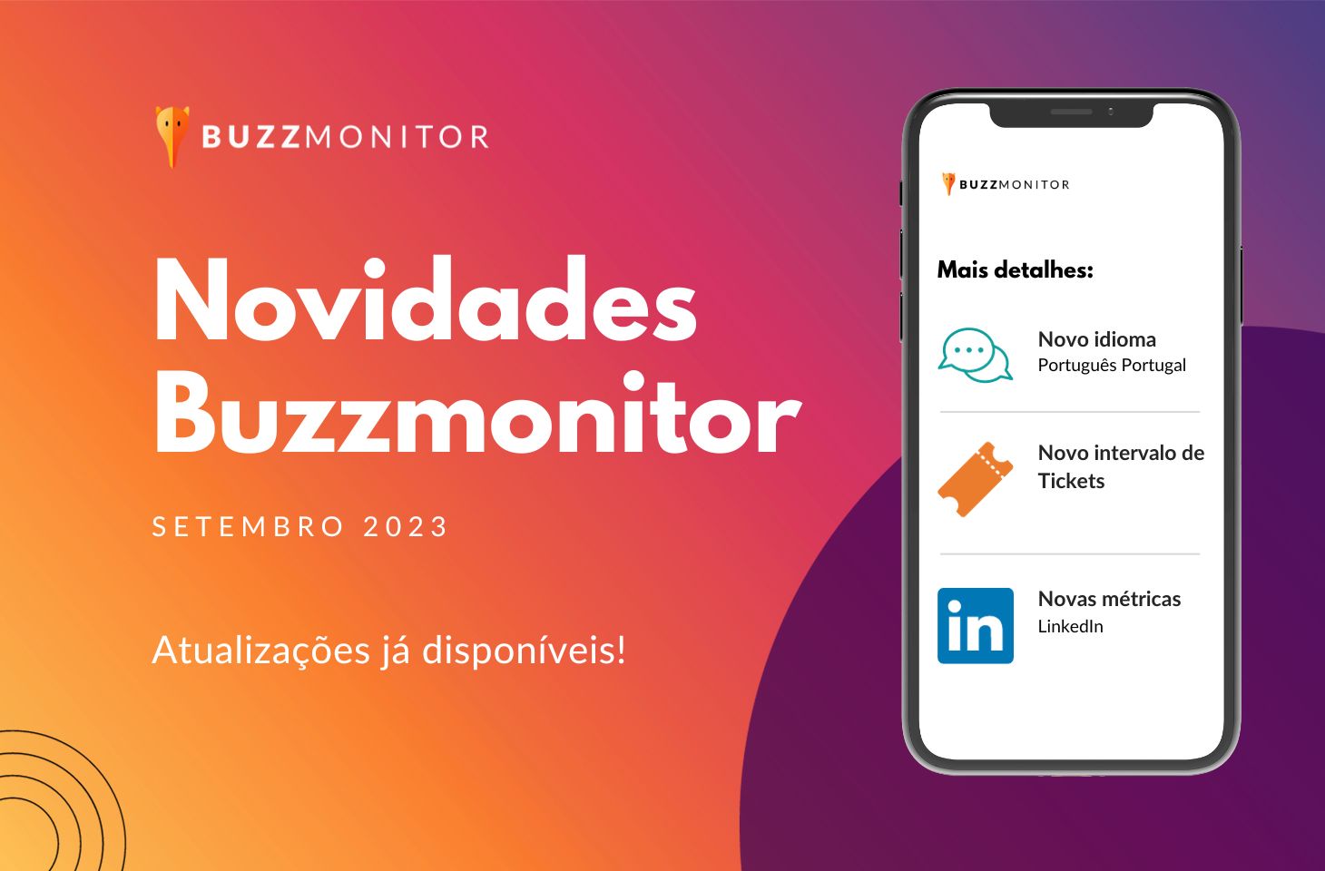 Conheça as novidades Buzzmonitor do mês de setembro