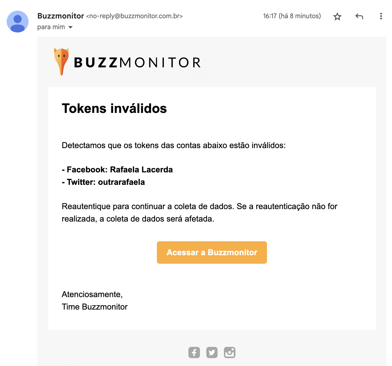 Alerta por email, novidade da buzzmonitor de abril