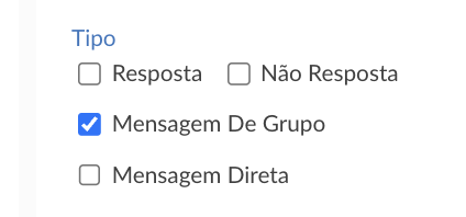 Opções Mensagem de Grupo e Mensagem no filtro de tipo 