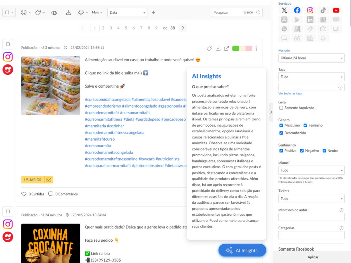 Resumo de relatório fornecido pela AI Insights