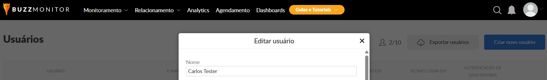 Ecrã de atualização automática de nomes de responsáveis nos tickets