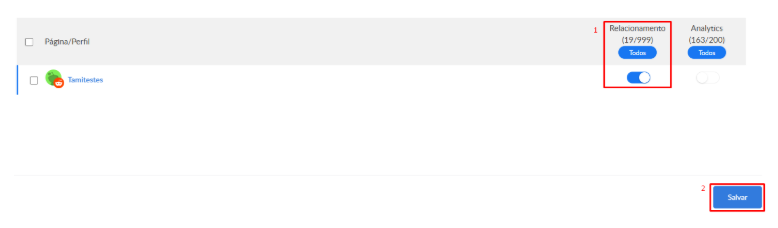 Perfil do Reddit na Buzzmonitor com a chave de Relacionamento ativada e o botão Salvar destacado