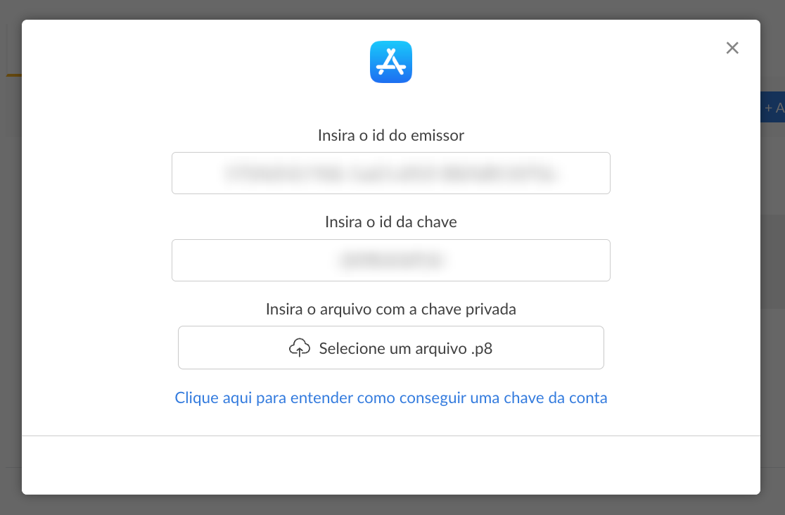 Aba Integrações do App Store Connect com a API do App Store Connect aberta e o Issuer ID destacado