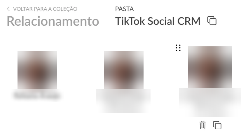 Pasta TikTok Social CRM em Relacionamento com o relatório de mensagens privadas criado ao ativar a coleta