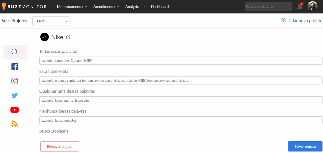 projeto comparativo na Buzzmonitor