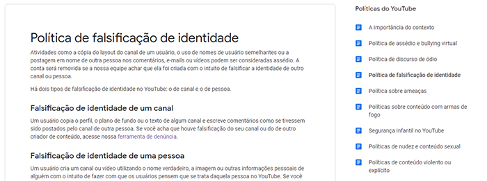 Como denunciar uma conta falsa no YouTube