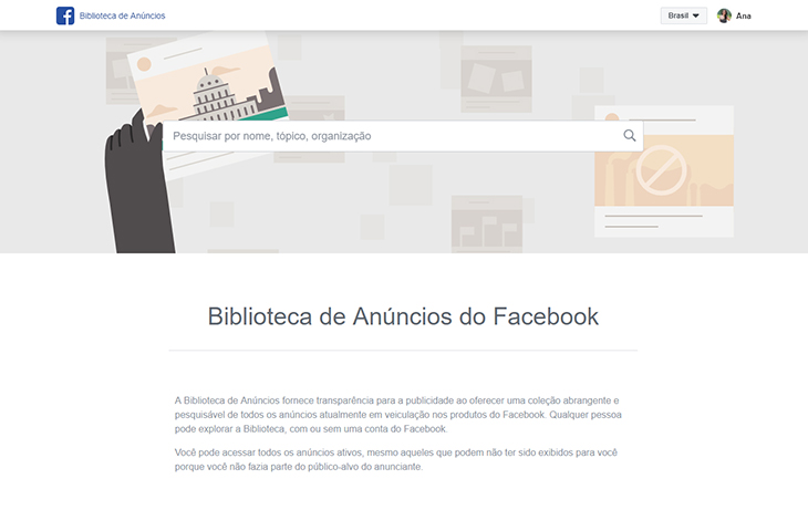 Facebook lança Biblioteca de Anúncios e fornece transparência sobre publicidade