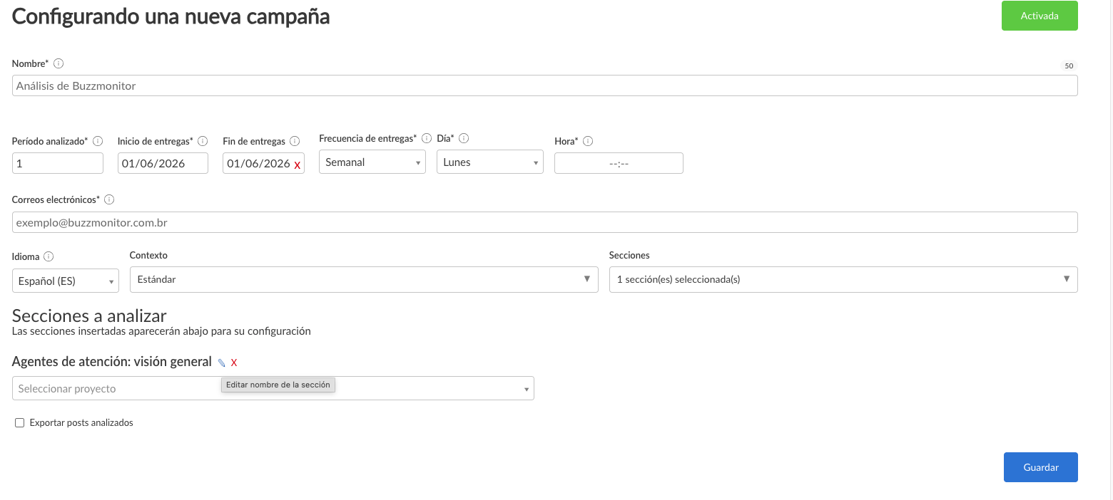 PLATAFORMA BUZZMONITOR - Secciones por contexto para Buzz Pills