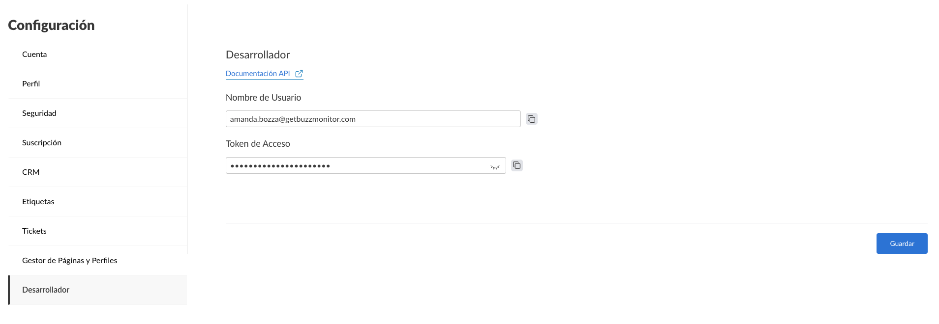 PLATAFORMA BUZZMONITOR - Cambio de credenciales de acceso a la API